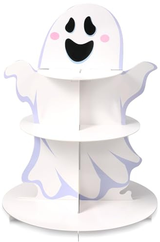 Namalu 3 Tier Halloween Cupcake Stand Boo Ghost Dessert Tower for Birthday | Boo Ghost Cupcake Display Stands, Birthday Baby Shower Decorations, Halloween Party Supplies