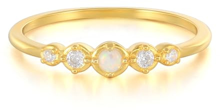 BCughia Eheringe Gold 9 Karat, Verlobungsring Damen Gelbgold 375 Rund Opal und Moissanit Damenringe Hochzeit Gr 48