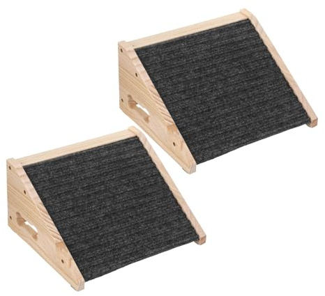 2 Stück Hunderampe mit Sanfter Steigung, rutschfest, Holz, Schwarz