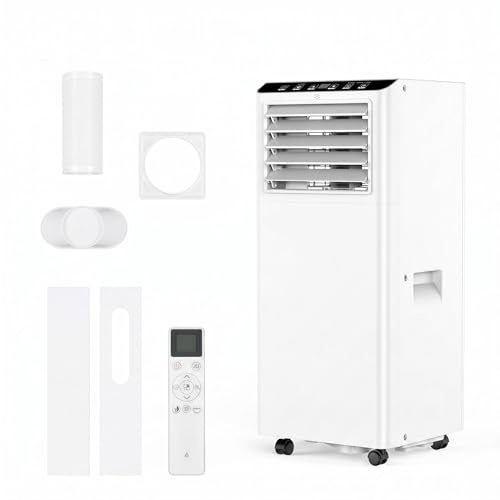 GarveeMore Aire acondicionado portátil 7000 BTU ASHRAE, 3 en 1 Refrigeración, Deshumidificador y Ventilador, Extra Silencioso, Temporizador 24h, Incluye Control Remoto, Ideal para Hogar y Oficina