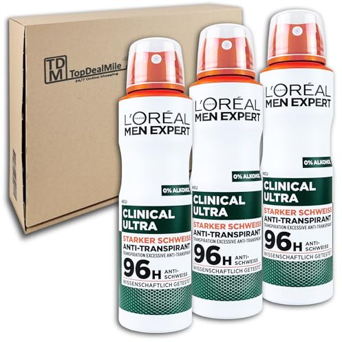 TopDealMile- Vorratspack - für L'Oréal Paris Men Expert Deodorant Clinical Ultra Spray Deo 3x 150 ml
