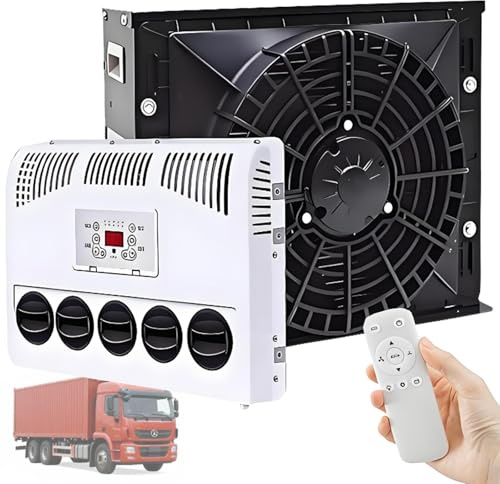 Split RV AC-enhet - 12V/24V lastbilshytt luftkonditionering Split-typ luftkonditioneringssats Snabbkylning för husbilar, skåpbilar, lastbilar, kranar, grävmaskiner, skördare Black-24V