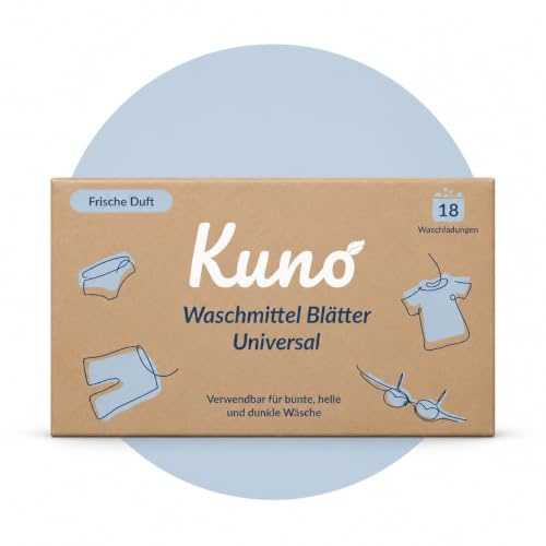 Kuno Waschmittel Blätter - 18 Waschladungen - Universal (1, Frische Duft) | Waschblätter, Waschmittel Streifen, Waschmittel, Frische Duft, Waschmittel, Handwaschmittel, Feinwaschmittel
