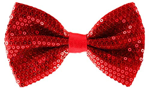 Sequin Bow Ties for Men - Pre-tied Adjustable Length Bowtie, Many Colors to Choose From, Red, One size fits most