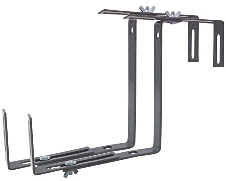 2er Set Pflanzenaufhänger Wandhaken Blumenfenster Box Pflanzgefäß Halterungen Blumenkasten Halter für Montage Geländer Balkon Halterung Verstellbarer Blumentopf Pflanztopf Balkonpflanzen, Farbe: grau