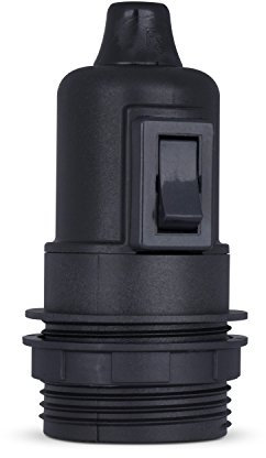 5 x Fassung mit Schalter E27, Lampenfassung aus Thermoplast schwarz, Teilgewindemantel