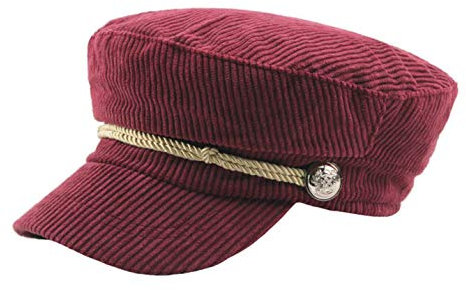 CHENNUO Army Military Cap Damen Vintage Baumwolle Schirmmütze Barett Kapitänsmütze (Rot)