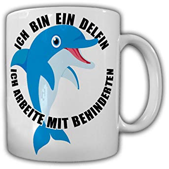 Ich bin ein Delfin ich arbeite mit Behinderten Büro Humor Fun Kaffee #27786