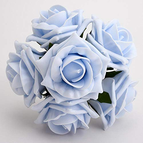 Italian Options Colourfast Artificial Foam Rose Flowers Wedding Bouquet, 5cm, Baby Blue