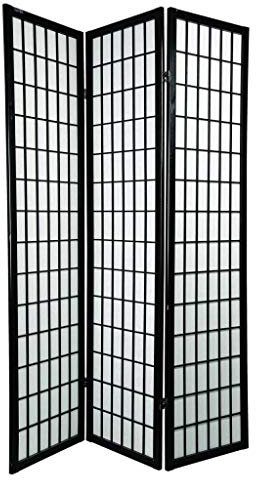 Fine Asianliving Japanische Paravent Raumteiler Trennwand B135xH180cm 3-teilig Shoji Reispapier Schwarz Japanische Paravent Raumteiler Shoji Raumtrenner Spanische Wand Sichtschutz Trennwand