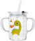 Tasse à Lait pour Enfant avec Echelle Gobelet en Verre avec Paille Cartoon Mignon Verre Doseur Transparent Tasse à Mesureur Résistant à la Chaleur Mug à Boire Micro-Ondes avec Couverture Anti-Fuite