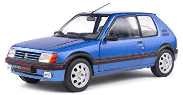 Solido 421186300 Peugeot 205 GTI, 1.9 L, MK1, 1988, Modellauto, Maßstab 1:18, blau, Gelb/Rot/Schwarz, 1801204