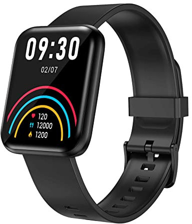 Lenovo E1 Max Smartwatch mit Temperatur-, Sauerstoff- und Blutdruckmonitor und Sport-App, geeignet für Android und iOS, mit Verbindungsmöglichkeit für Apple Health, Schwarz, 240 x 280 mm, Modern