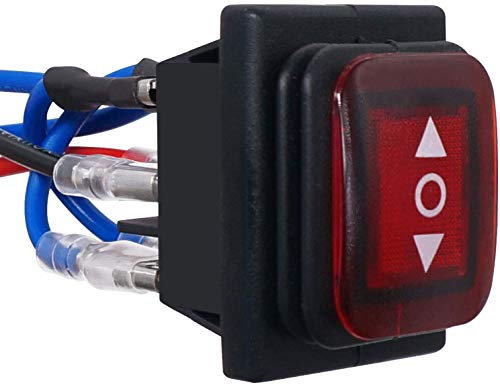 Taiss/Momentaner Polaritätsumkehr schalter, wasserdichter Wippschalter, Gleichstrommotor, 10A (LED DC 12 V), 6-polig, 3 Positionen (EIN) Aus (EIN) mit Kabel KCD4-223N-WM-R+JT
