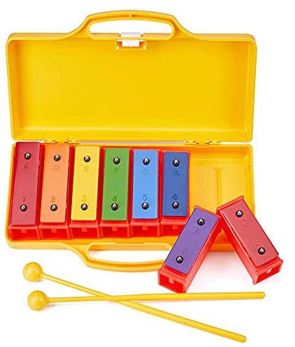 NOPEILVI 8 Note Kinder Xylophon Chromatisches Glockenspiel Musikinstrument Holz Perkussion Spielzeug Professionelle Perkussion Xylophone Musikinstrument Buntes Xylophon für Kinder 3 4 5 6 Alter höher