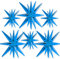PartyWoo Royal Blue Star Balloons 6 pcs, One-Piece 14-Pointed Starburst Balloons, 27 & 22 inch Star Explosion Balloons with Ribbon, Point Star Foil Balloons, Large Mylar Balloons for Party Decorations