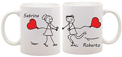 t-shirteria Coppia di tazze amore - personalizzabili con il [NOME] - idea regalo per l' innamorato - san valentino - una personalizzazione unica per la coppia