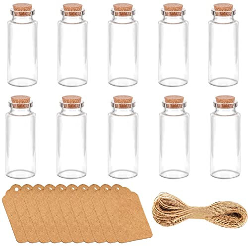 10pcs 20ml Mini Glass Bottles with Cork, Empty Spell Jars Small Glass Vials Wedding Favours