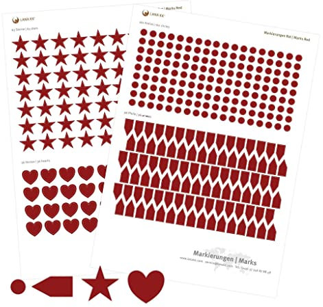 LANA KK Stiker - Markierungen - 2x DIN A5 Bogen, Punkte, Pfeile, Herzen, Sterne zum markieren Deiner Weltkarte