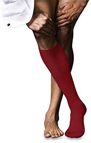 FALKE Men's No. 6 M Kh Wool Silk Long Plain 1 Pair Knee-High Socks, Red Cardinal 8156, 7-8