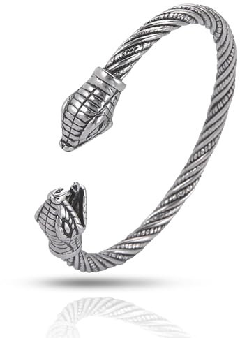SIPURIS Wikinger-Armband für Herren doppelter Drachen Schlange nordischer Wikinger Armringe verstellbar offener Armreif Edelstahl gedrehte Kabelmanschette Armreif heidnischer Wicca-Schmuck