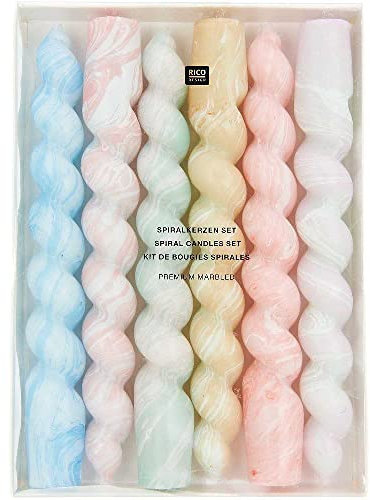 Spiralkerzen Set 18,5 cm, marmoriert