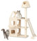 COSTWAY Arbre à Chat Moderne 162cm Perchoir en Peluche, Tour de Chat Balle et Poteaux Rotatifs à Gratter, Rampe de Sisal, Berceau Idéal pour 3-4 Chats Beige