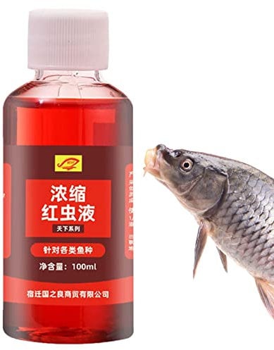 Keloc Fish Bait Liquid Attractant, 100ml/bottle - Carp Fishing Bait Additive with Red Worm Lure & Long-lasting Fragrance