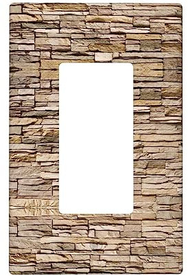 Rustic Rocks - Placa de pared decorativa de ladrillo para interruptor de luz, atenuador, receptáculo