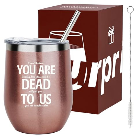 Abschiedsgeschenke für Kollegen Frauen Männer, Weggehen, Neuer Job, Glücksgeschenke,Perfektes Abschiedsgeschenk 350ml Edelstahl Becher mit Geschenkbox Rose Gold