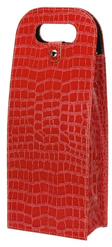 PATIKIL 2 Bouteille Vin Cadeau Sac, Vin Sac Réutilisable Cuir Vin Cabas Transporteur pour Vin Bouteilles Portable Champagne Cadeau Sacs pour Pique-nique Fête Mariage, Rouge