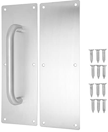 Pull Push Door Plate Handle - White Oval Handle with Screws, Made of 304 Stainless Steel, Perfect for Offices, Hotels, Restaurants