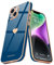 Teageo for iPhone 14 Plus Case Cute Heart Pattern for Women Girls Slim Luxury Bling Plating Soft TPU Anti-Scratch Shockproof Bumper Phone Case for iPhone 14 Plus, Royal Blue