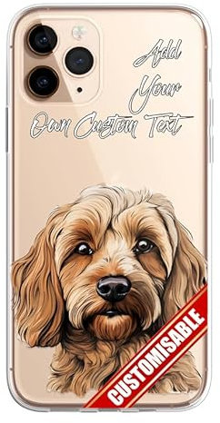 SmartGiftShop Personalised Custom iPhone Case Cute Dog Puppy Spaniel CLEAR Silicone Impact Case for iPhone 11 12 13 14 15 Ranges - CUSTOMISE ONLINE - Doodle Cockapoo 5