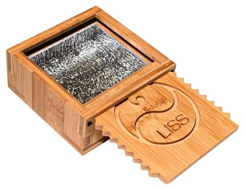 Living in Sunshine Surf Wax Box Insulated, Bamboo Holder with Insulated Interior, Wax Comb and Remover, Works with All Wax Types - Wax Not Included