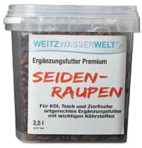 Premium Seidenraupen - Koifutter ideal für Teichfische, Ziervögel, Wildvögel und Reptilien - Fischfutter Teich mit wichtigen Nährstoffen - Goldfischfutter als artgerechtes Ergänzungsfutter - 2,5 l