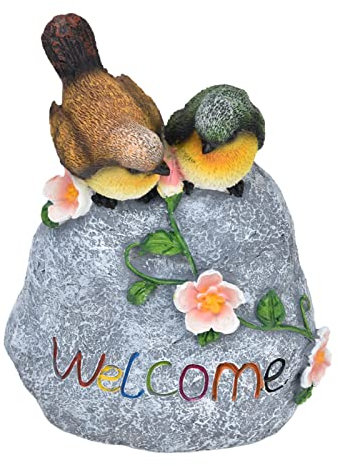 XHTLLO Doppel-Spatz-Willkommensskulptur-Ornament Für Den Außenbereich, Haus, Garten, Hof, Niedliche Simulationsvogelstatue