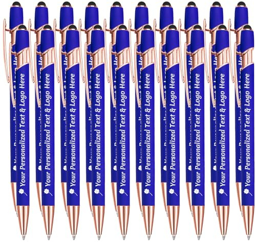 STREADVE Kugelschreiber mit Gravur 20 Kugelschreiber Personalisiert Logo Name Stift Personalisierte Kuli Dankeschön Geschenk Hochwertig für Lehrer Hochzeit Geburtstag, Blau