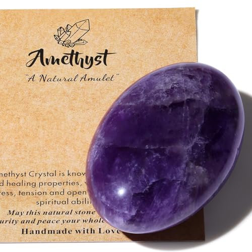 AWARDSEN 1 PCS 2.4 Amethyst Edelsteine Groß, Violett Kristall Oval Heilung Kristall für Reiki Heilung, Wiccan Lieferungen, Balancing Meditation Zubehör