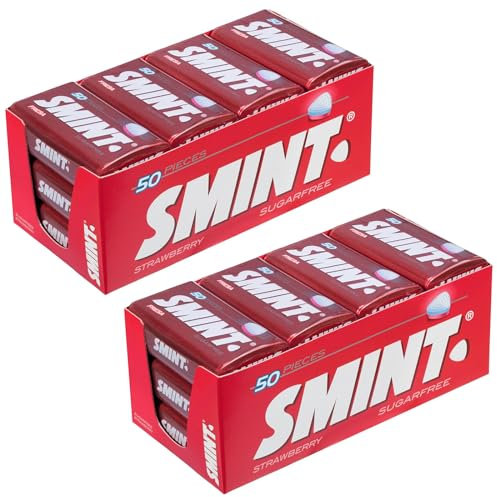 Deliex - Smint Tin, Caramelo Smint Comprimido Sin Azúcar - 12 unidades de latas de 35 gr. (Total 420 gr.) (12, Fresa)