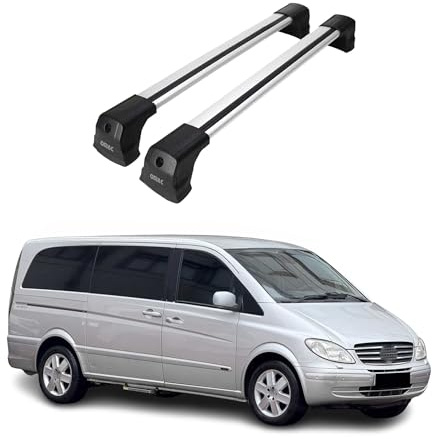 OMAC Dachträger für Mercedes Vito W639 2003-2014 Aluminium 2 Stangen Silber | Abschließbar, Querträger, Grundträger