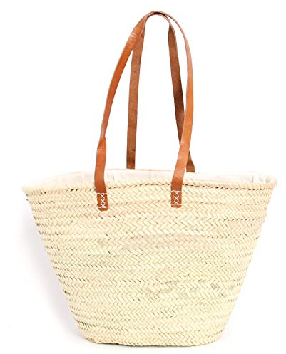 Varletta Capazo Playa Clasico de Palma Natural y Fabricación Artesana - Bolso de Playa de Esilo Mediterraneo - Cesta de Compra de Palma