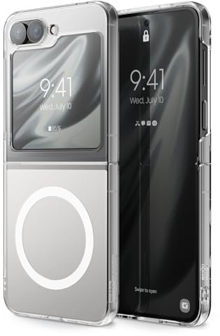 elago Coque Transparente Magnétique Compatible avec Samsung Galaxy Z Flip 7 FE, Z Flip 6 - Compatible avec Le Chargeur MagSafe, Puissance Magnétique Forte, PC Transparent Premium, Pare-Chocs Antichoc