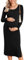 Ekouaer Maternity Dress Womens Casual Long Sleeve Side Split Pregnancy Long Dress Maternity Clothes, Black, XL