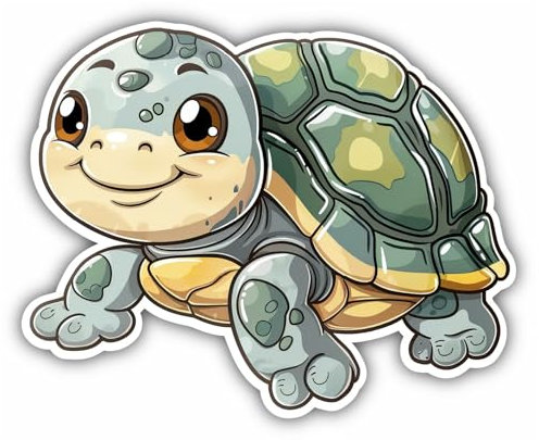 Samunshi® Süße Kawaii Schildkröte als Aufkleber Anime Car Tier Decal Sticker für Mofa Fahrrad Roller oder Auto Sticker Fahrrad Mtb Mountainbike Rennrad Comic Cartoon Retro 15x12cm