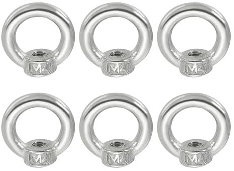 PATIKIL Lifting Eye Nut M4, 6Pcs 304 Stainless Steel Female Thread Nuts Fastener Shoulder Metric Ring for Marine