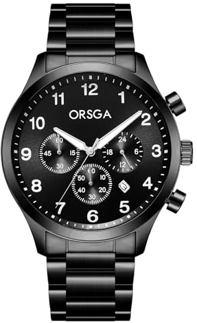 CIVO Uhren Herren Chronograph Analog: Schwarz Herren Uhr - Edelstahl Großes Ziffernblatt Armbanduhr für Männer Elegante
