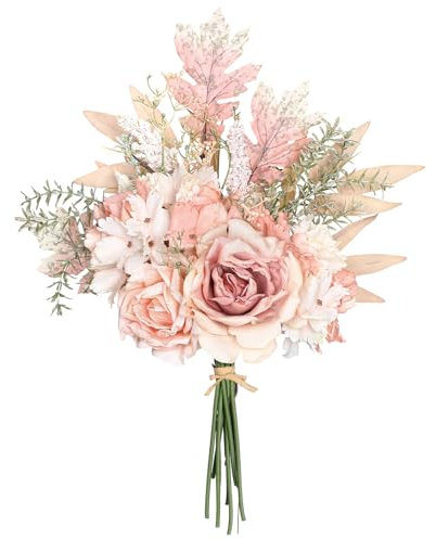 Betylifoy Künstlicher Blumenstrauss Kunstblumen wie echt künstliche Hortensie Deko Blumen Fake Blumenarrangements Hochzeitsstrauß Künstliche Blumen für Tischdekorationen (Rosa-Champagner)