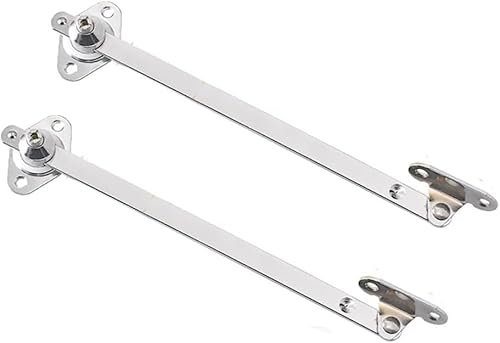 Daaxing 2Pcs Iron + Zinc Alloy Lid Support Stay Bar,Silver Drop Down Hinges,Cabinet Cupboard Door Flap Stay Hinge Down Drop Lid Support Sliding Rail (10inch)