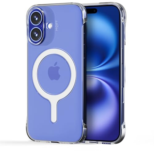 MOFT Unsichtbare Hülle für iPhone 16, klare MagSafe-Handyhülle, doppelte Aussparungen, Rahmendesign mit bare-Device Feel, Anti-Vergilbung, ultradünne, starke magnetische Schutzhülle, transparent